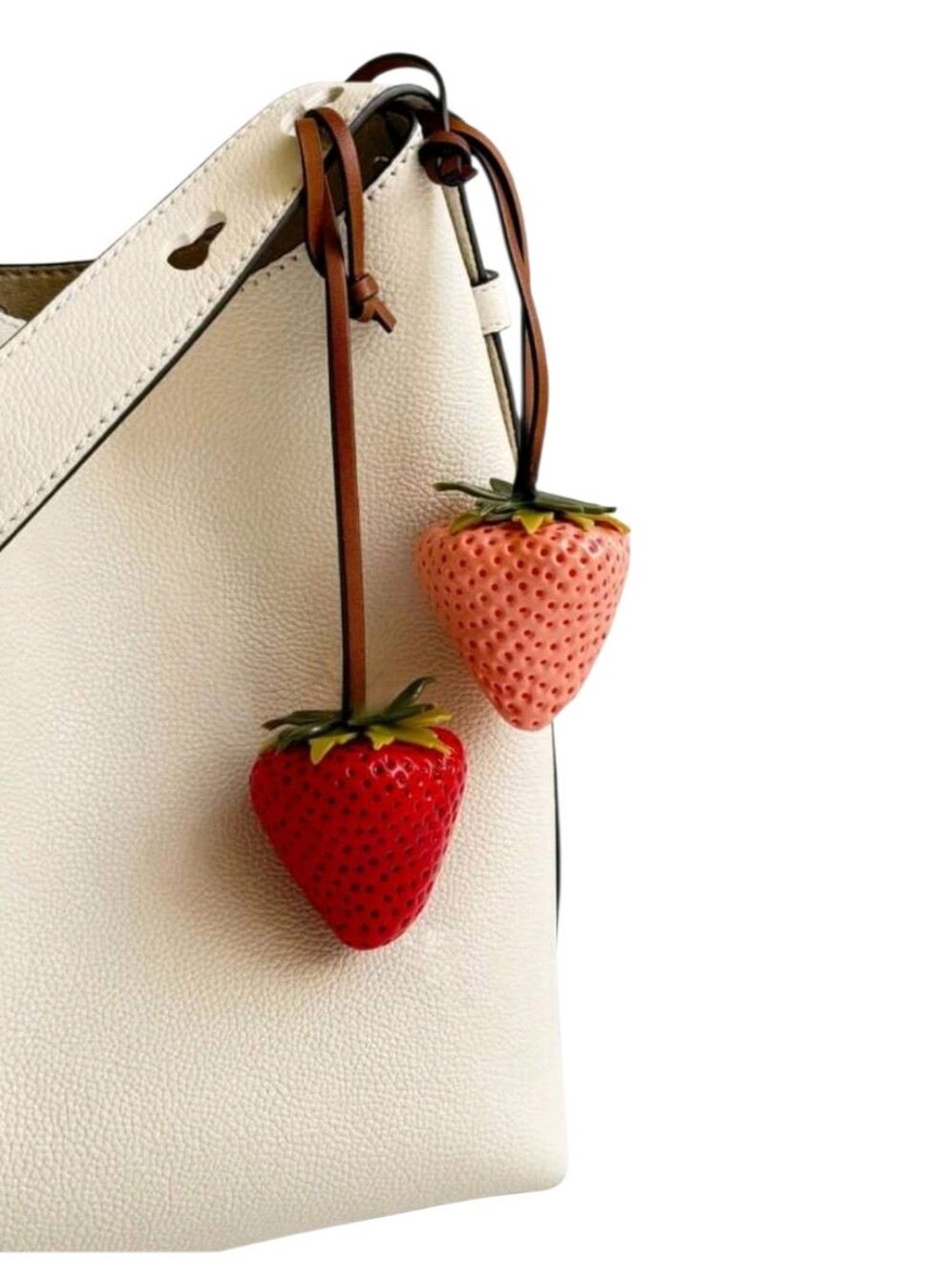 2/$40 Strawberry Charm Keychain - Red & Pale Pink - Picture 2 of 5